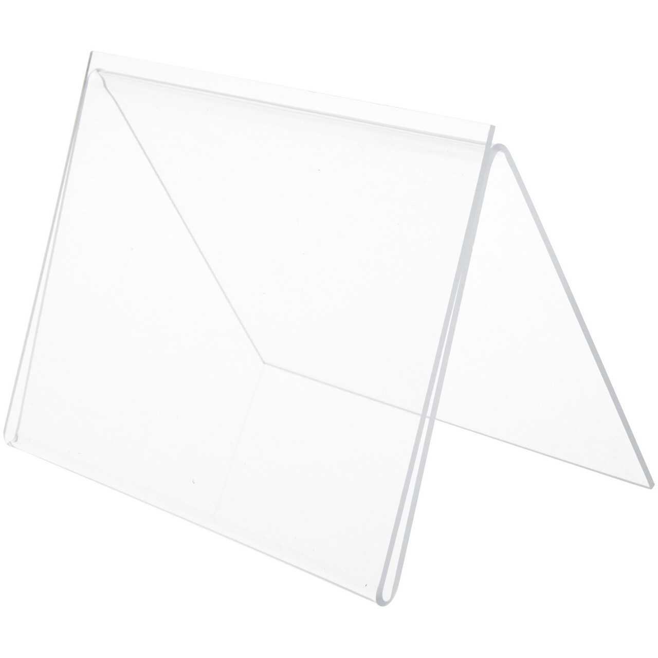 Plymor Clear Acrylic Folded A-Frame Holder for 1 Sign or Photo, 5" H x 7" W x 4.5" D